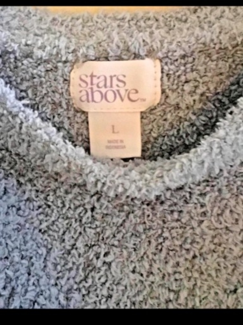 Stars Above Light Blue Fuzzy Cropped Top Lounge Top  Size L